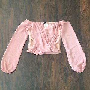 Windsor, Size X-Small, Mauve Long Sleeved Crop Top